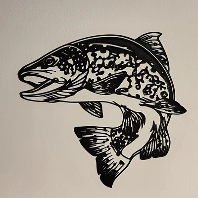 Tranh treo tường 3D hình cá hồi Trout đẹp mắt