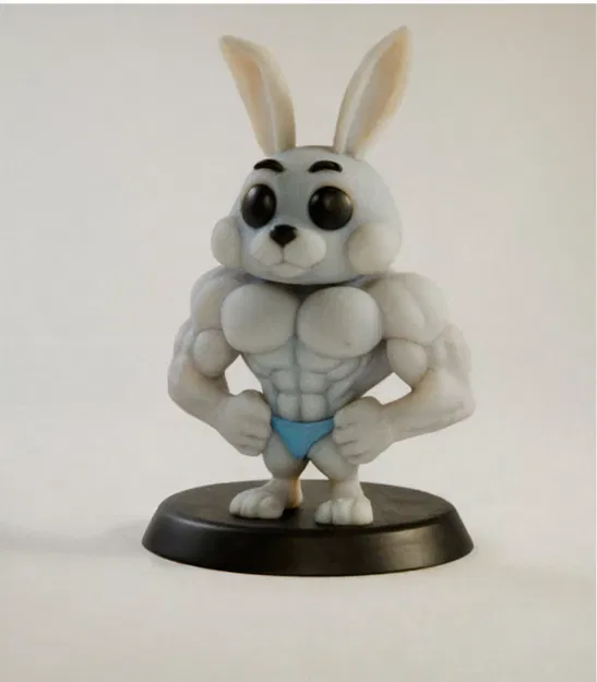Mô hình chú thỏ tập gym (Bunny) - Tượng trang trí 3D siêu ngầu - Image 1