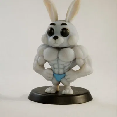 Mô hình chú thỏ tập gym (Bunny) - Tượng trang trí 3D siêu ngầu