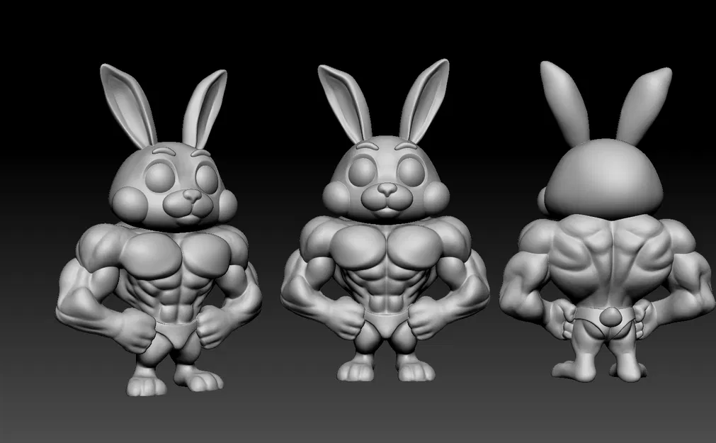 Mô hình chú thỏ tập gym (Bunny) - Tượng trang trí 3D siêu ngầu - Image 2