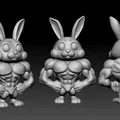 Mô hình chú thỏ tập gym (Bunny) - Tượng trang trí 3D siêu ngầu - Thumbnail 2