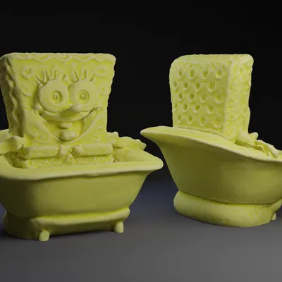 Mô hình SpongeBob đang tắm (Được tạo bởi LumaAI)