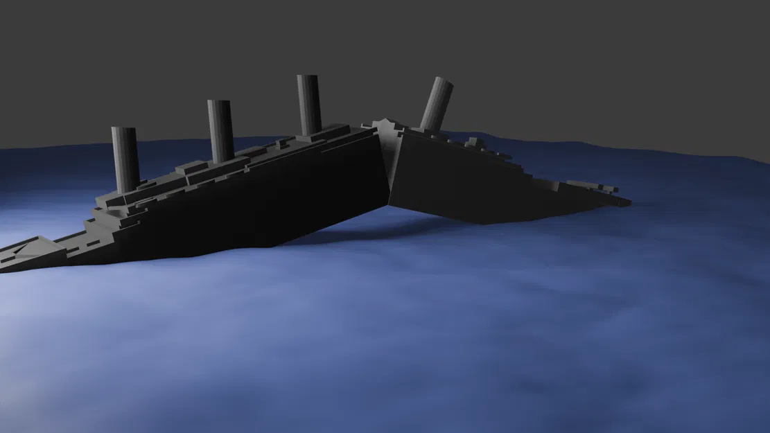 Mô hình 3D tàu Titanic bị gãy đôi độc đáo - Tải file STL miễn phí - Image 1
