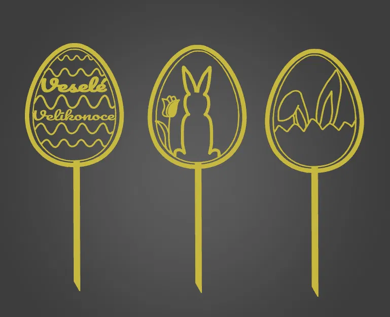 Bộ 3 que cắm trang trí trứng Phục sinh (Easter) in 3D xinh xắn - Image 1