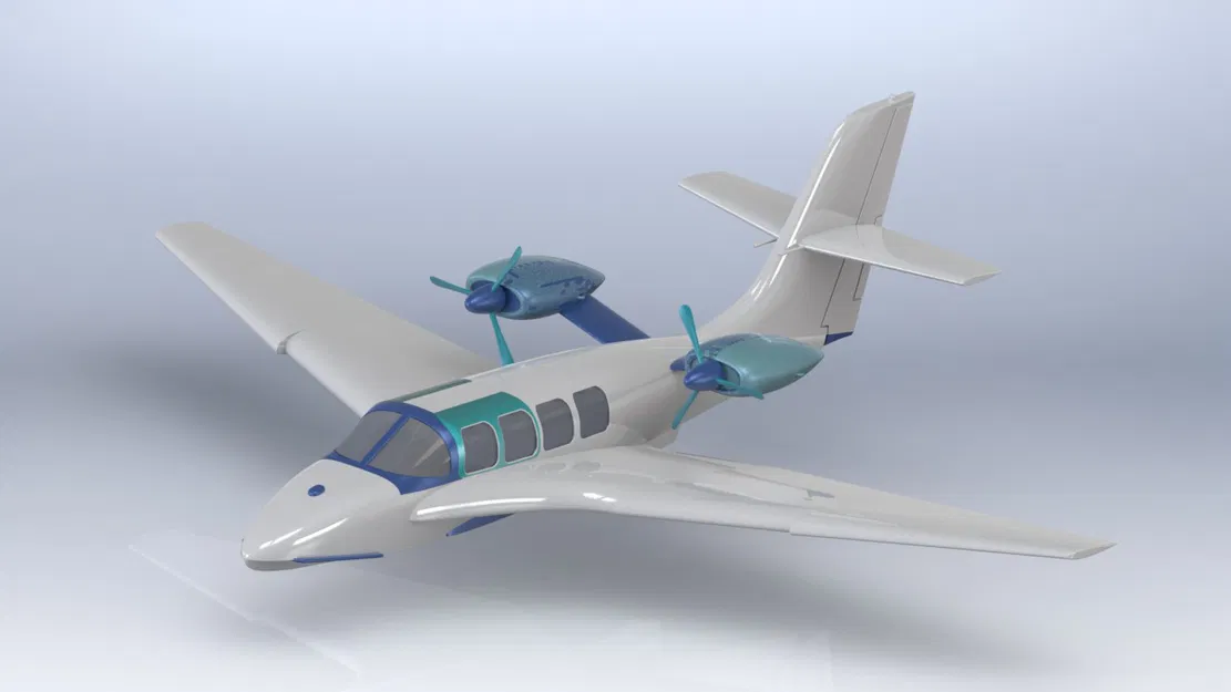 Mô hình 3D máy bay du lịch hai động cơ - Image 1
