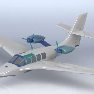 Mô hình 3D máy bay du lịch hai động cơ