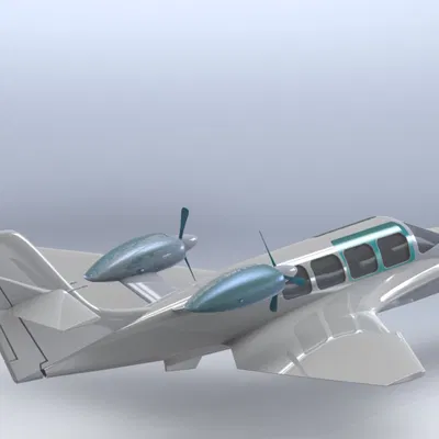 Mô hình 3D máy bay du lịch hai động cơ