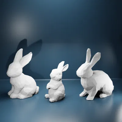 Bộ sưu tập mô hình chú thỏ Low Poly trang trí siêu dễ thương