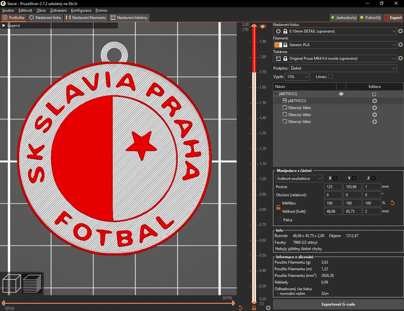 Móc khóa in 3D biểu tượng bóng đá SK Slavia Praha - Image 2