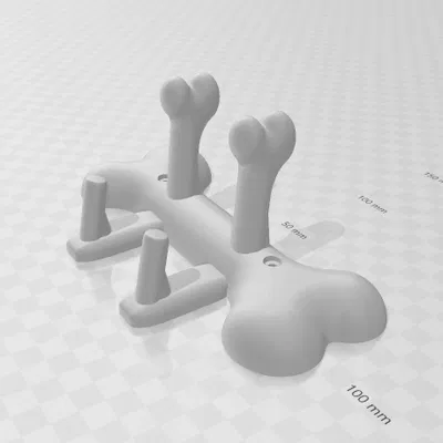 Móc treo dây dắt chó hình xương - Phụ kiện in 3D tiện lợi