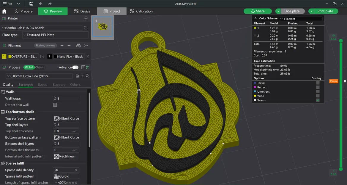Móc khóa hoặc vật trang trí thư pháp Allah - Image 4