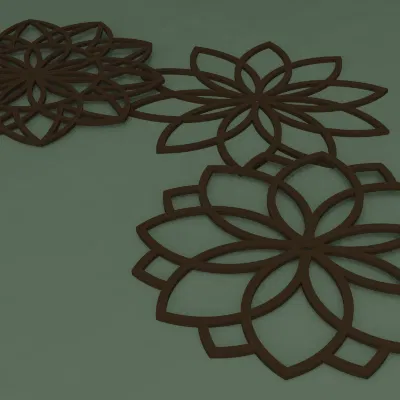 Bộ ba mô hình trang trí tường Mandala hoa sen độc đáo