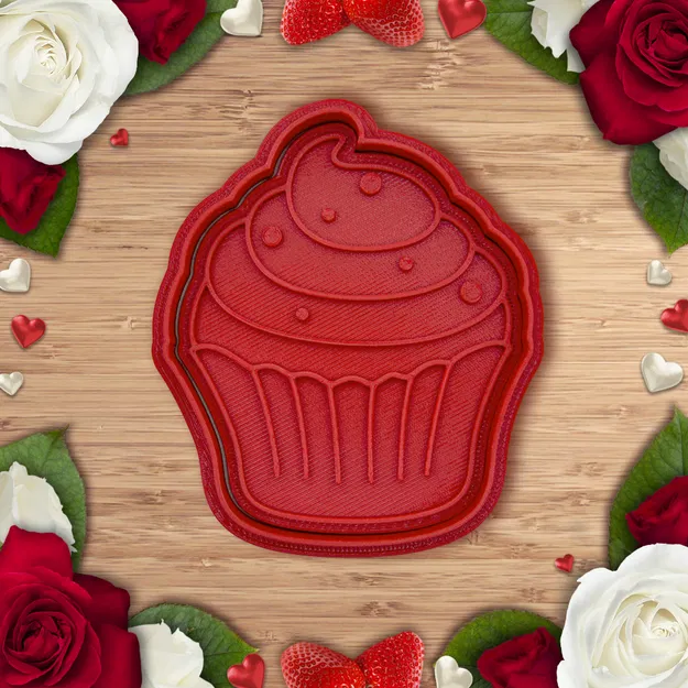 Khuôn cắt và dập bánh quy hình Cupcake dễ thương cho Valentine - Image 1