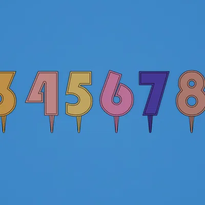 Số trang trí bánh sinh nhật (Phong cách Bauhaus)