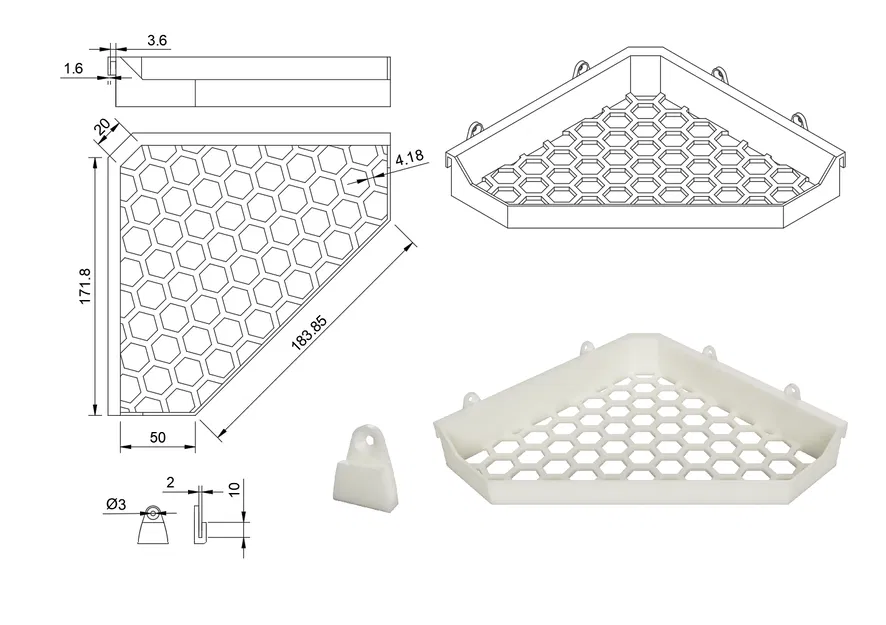 Kệ góc nhà tắm có giá đỡ tùy chỉnh - Image 2