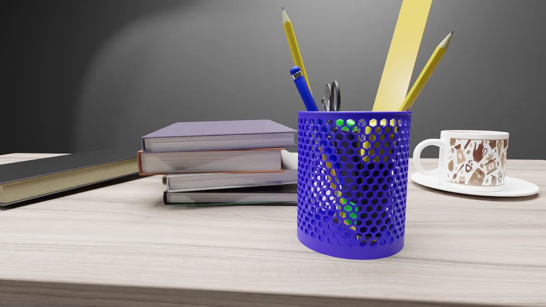 Ống cắm bút lưới tổ ong hiện đại - Phụ kiện trang trí bàn làm việc - Image 1