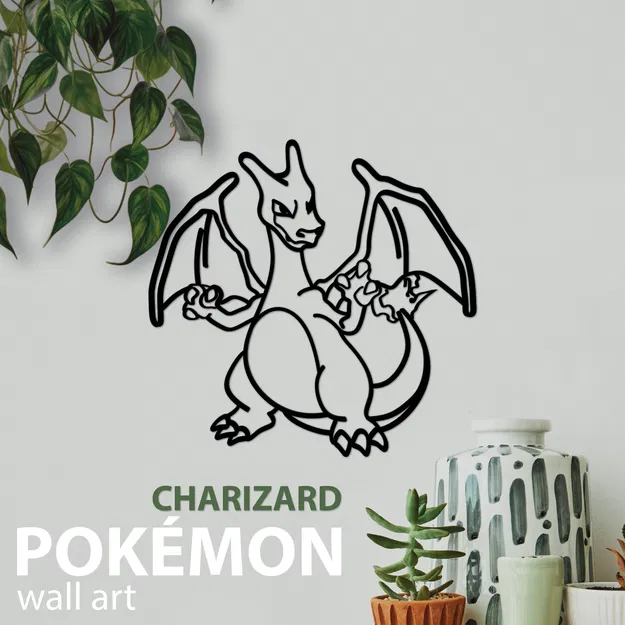 Mẫu trang trí tường Pokemon Charizard in 3D tinh tế - Image 1