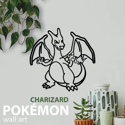 Mẫu trang trí tường Pokemon Charizard in 3D tinh tế