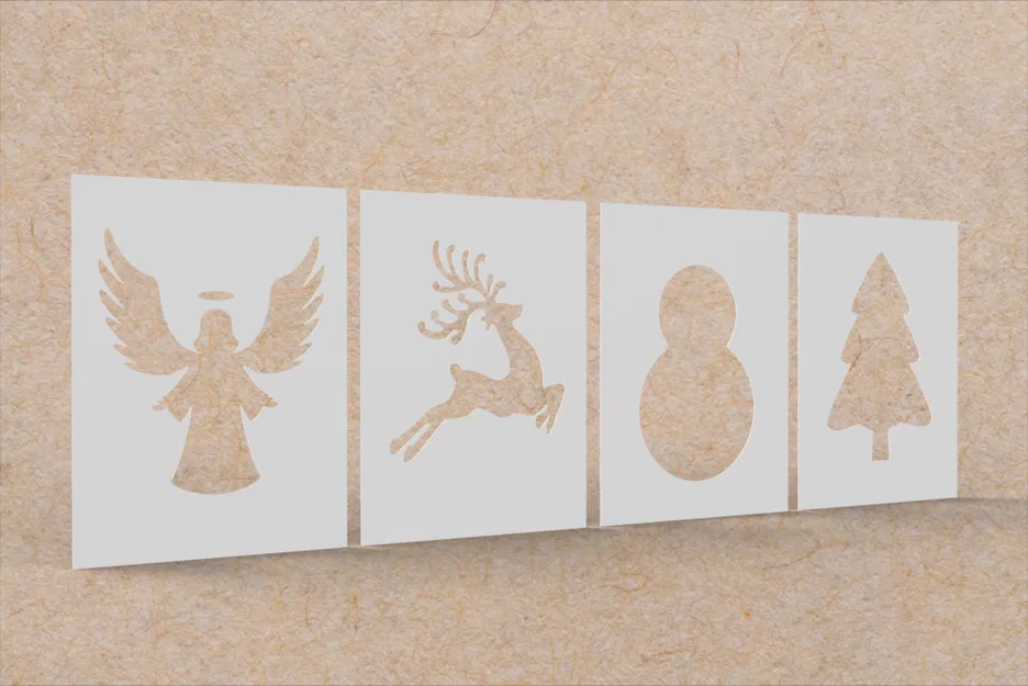 Bộ khuôn vẽ (stencil) hình Giáng sinh trang trí thiệp handmade - Image 1