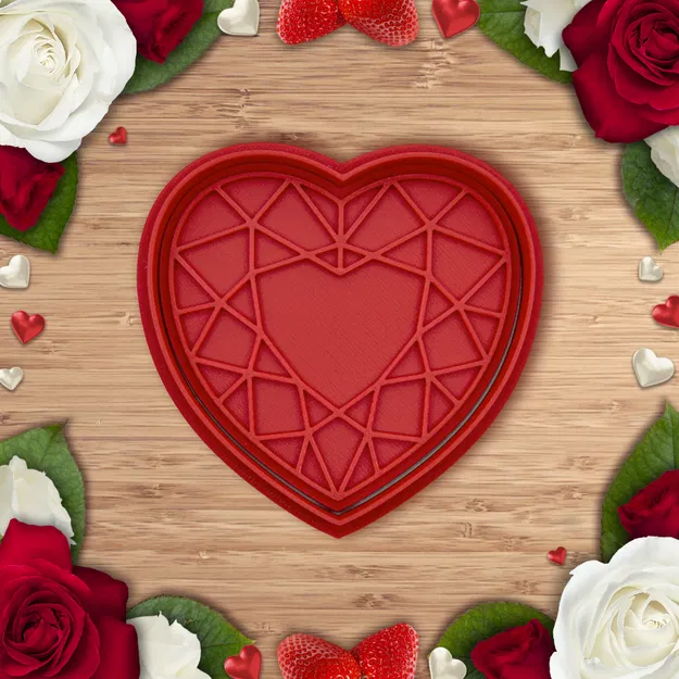 Khuôn cắt bánh quy hình trái tim kim cương - Món quà ngọt ngào Valentine - Image 1