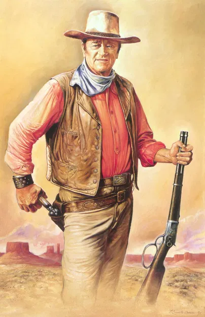 Mô hình 3D John Wayne - Tượng cao bồi huyền thoại miền Tây - Image 1