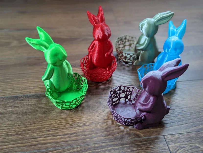 Mô hình chú thỏ ôm giỏ (Easter Bunny with basket) trang trí in 3D - Image 1