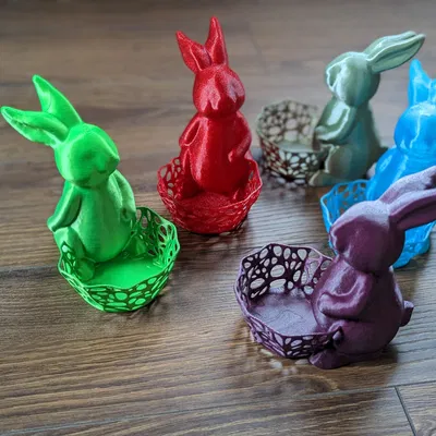 Mô hình chú thỏ ôm giỏ (Easter Bunny with basket) trang trí in 3D