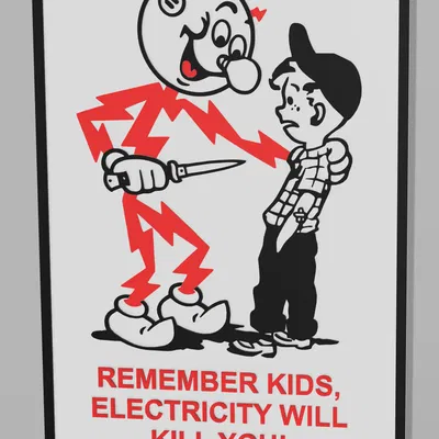 Biển báo an toàn điện 3D - Cảnh báo nguy hiểm cho gia đình