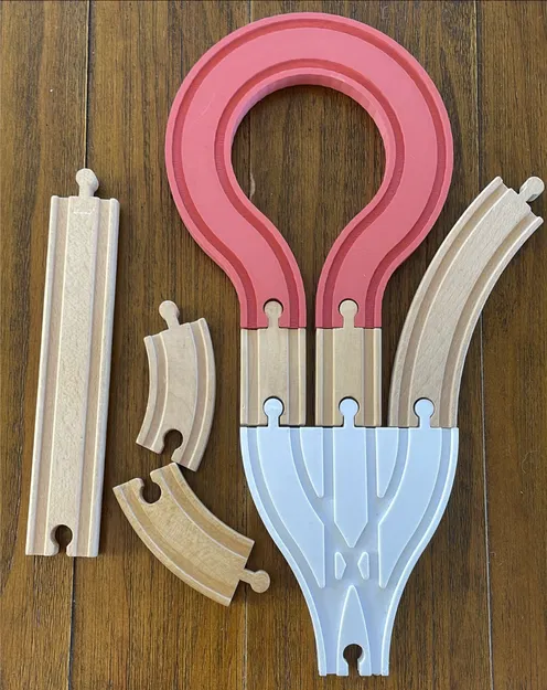 Đường ray tàu hỏa gỗ Brio U-turn đôi in 3D - Image 1