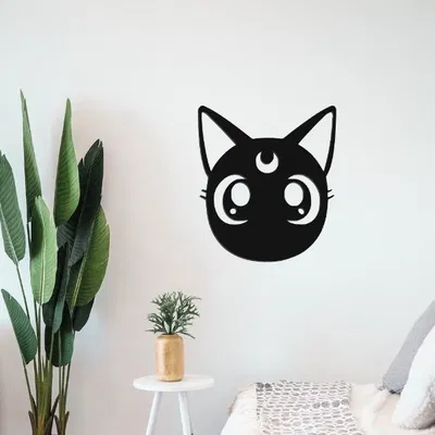 Trang trí tường hình chú mèo Sailor Moon (Luna) in 3D xinh xắn