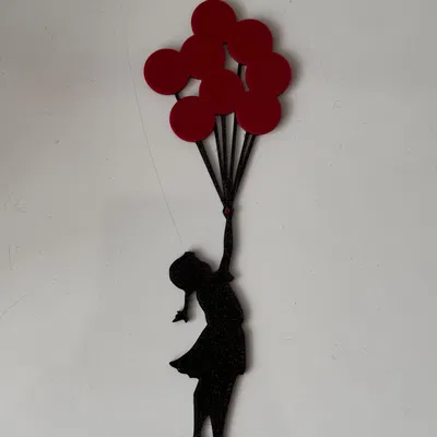 Mô hình trang trí tường Flying Balloon Girl phong cách Banksy cực chất