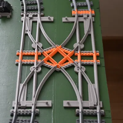 Bộ đường ray tàu hỏa Lego giao cắt nhỏ gọn tích hợp aiguillage