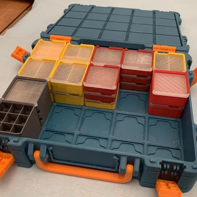 Khay Gridfinity 1x1x2 và 1x1x3 có nắp đậy, chia ngăn đa dạng