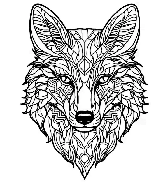 Mô hình trang trí treo tường đầu sói phong cách Mandala nghệ thuật - Image 1