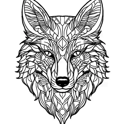 Mô hình trang trí treo tường đầu sói phong cách Mandala nghệ thuật