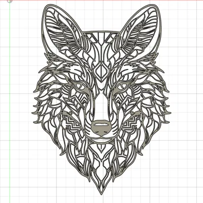 Mô hình trang trí treo tường đầu sói phong cách Mandala nghệ thuật