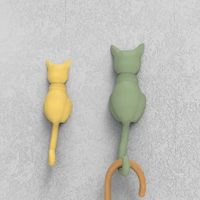 Móc Treo Tường Hình Mèo (Đã bao gồm giá treo)