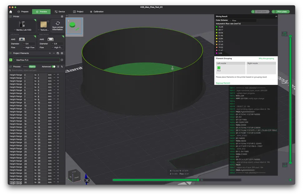 Max Flow Test cho Bambu Lab H2D/H2S – 15-65 mm^3 – V2.1 - Image 2