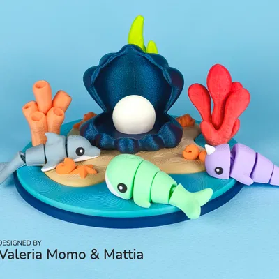 Diorama cho các loài thú biển Flexi đáng yêu, phiên bản Động vật đại dương