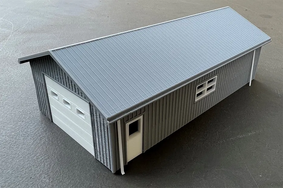 Mô hình nhà để xe RV/nhà xưởng/nhà kho tỉ lệ HO (kim loại) - Image 1