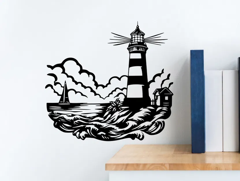 Tranh treo tường ngọn hải đăng (Lighthouse Wall Art) - Image 1