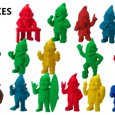 Garden Gnomes / Gartenzwerge - Bộ sưu tập chú lùn làm vườn cử chỉ tay tinh nghịch