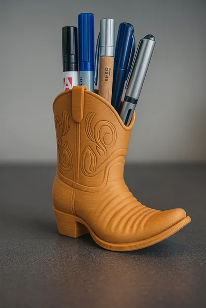 Ống cắm bút hình ủng cao bồi - Cowboyboot Desk Organizer 3D - Image 1