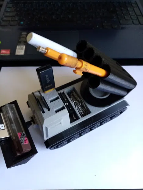 Ống cắm bút hình xe tăng bệ phóng tên lửa - Decor bàn làm việc siêu chất, in không cần support - Image 14