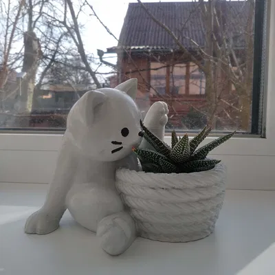 Chậu Cây Hình Mèo Dễ Thương – Mô hình in 3D không cần support