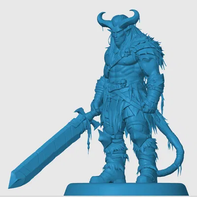 Mô hình 3D Tiefling Barbarian ấn tượng cho game RPG