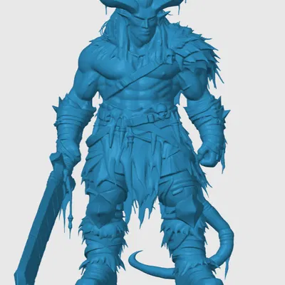 Mô hình 3D Tiefling Barbarian ấn tượng cho game RPG