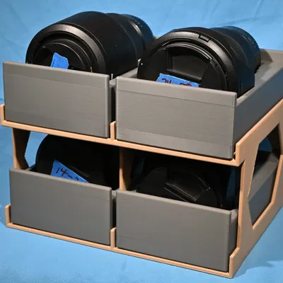 Khay kệ lưu trữ lens Nikon Z-system, thiết kế nằm ngang gọn gàng, an toàn