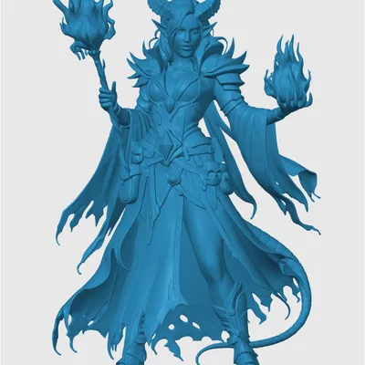 Mô hình 3D Tiefling Warlock - Nhân vật huyền bí cho game D&D