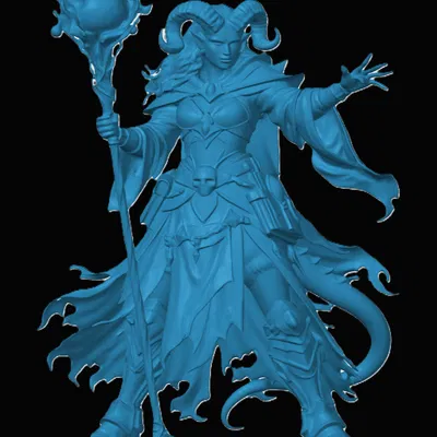 Mô hình Tiefling Wizard 3D cho game nhập vai D&D cực đẹp